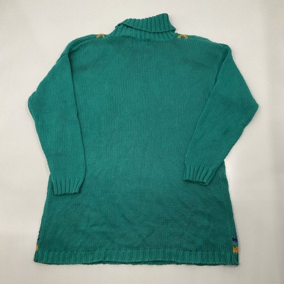 Vtg 80s Lady Roi Knit Turtle Neck Sweater - Long Tunic Style - M / L - Crochet - Picture 7 of 7